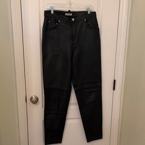 Club Monaco Black Slim Leather-Effect Jeans-100% Lambskin leather trouser